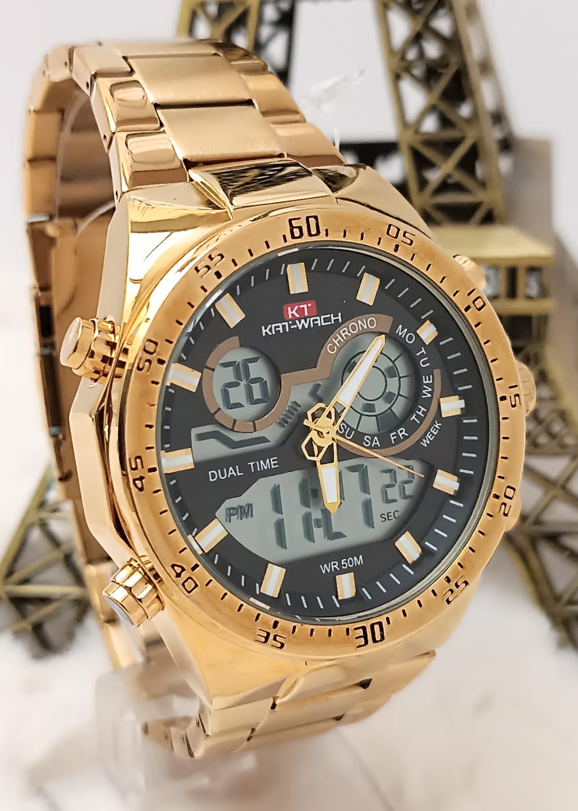 Relógio Masculino AnaDigi Dourado KT60008