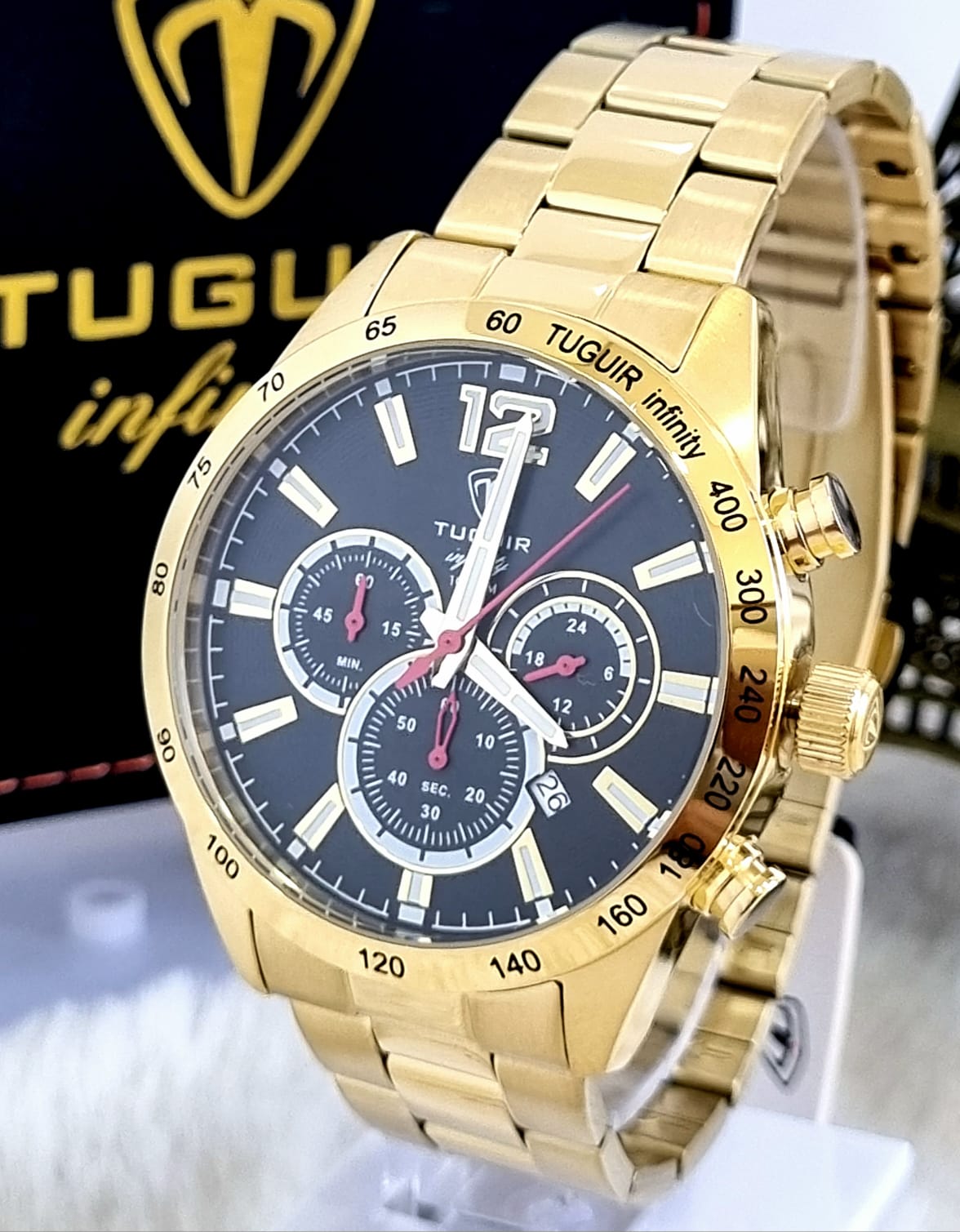 Relógio Masculino Cronógrafo em aço Inox Dourado
