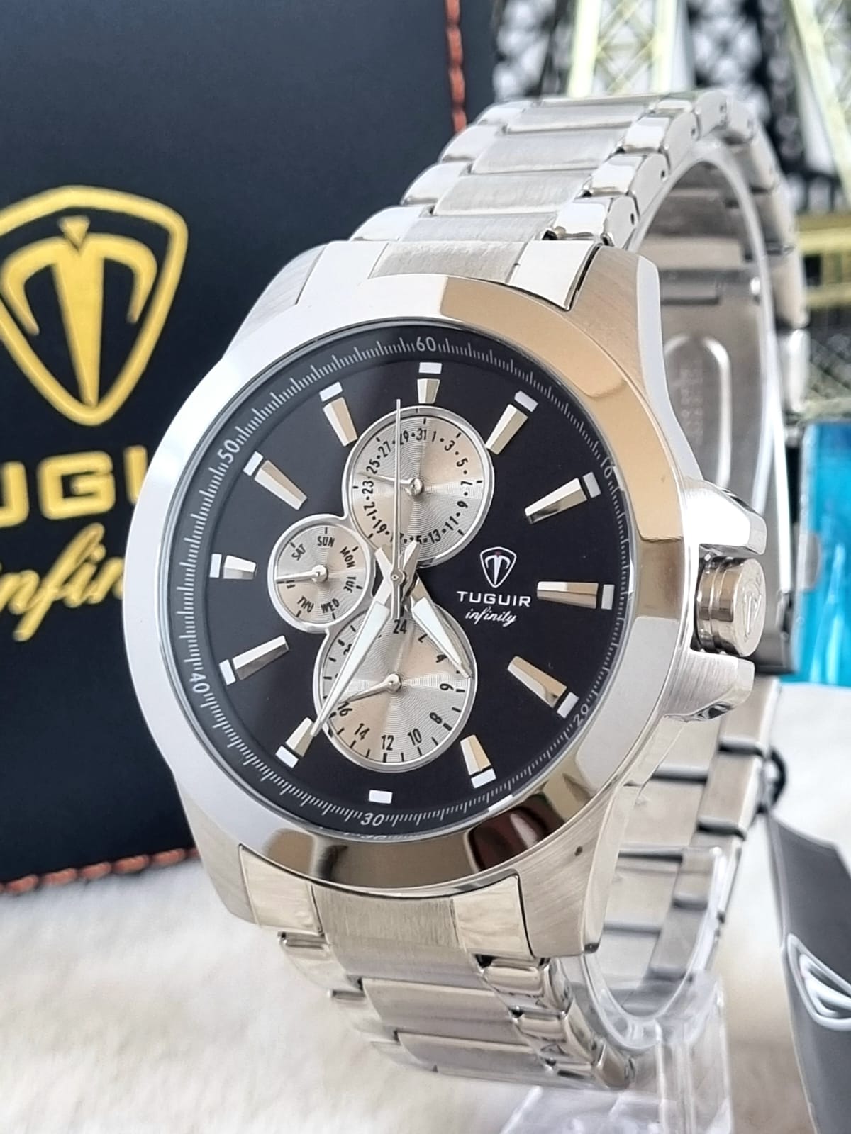 Relógio 100% Aço Inox Multifunção Tuguir TGI37081