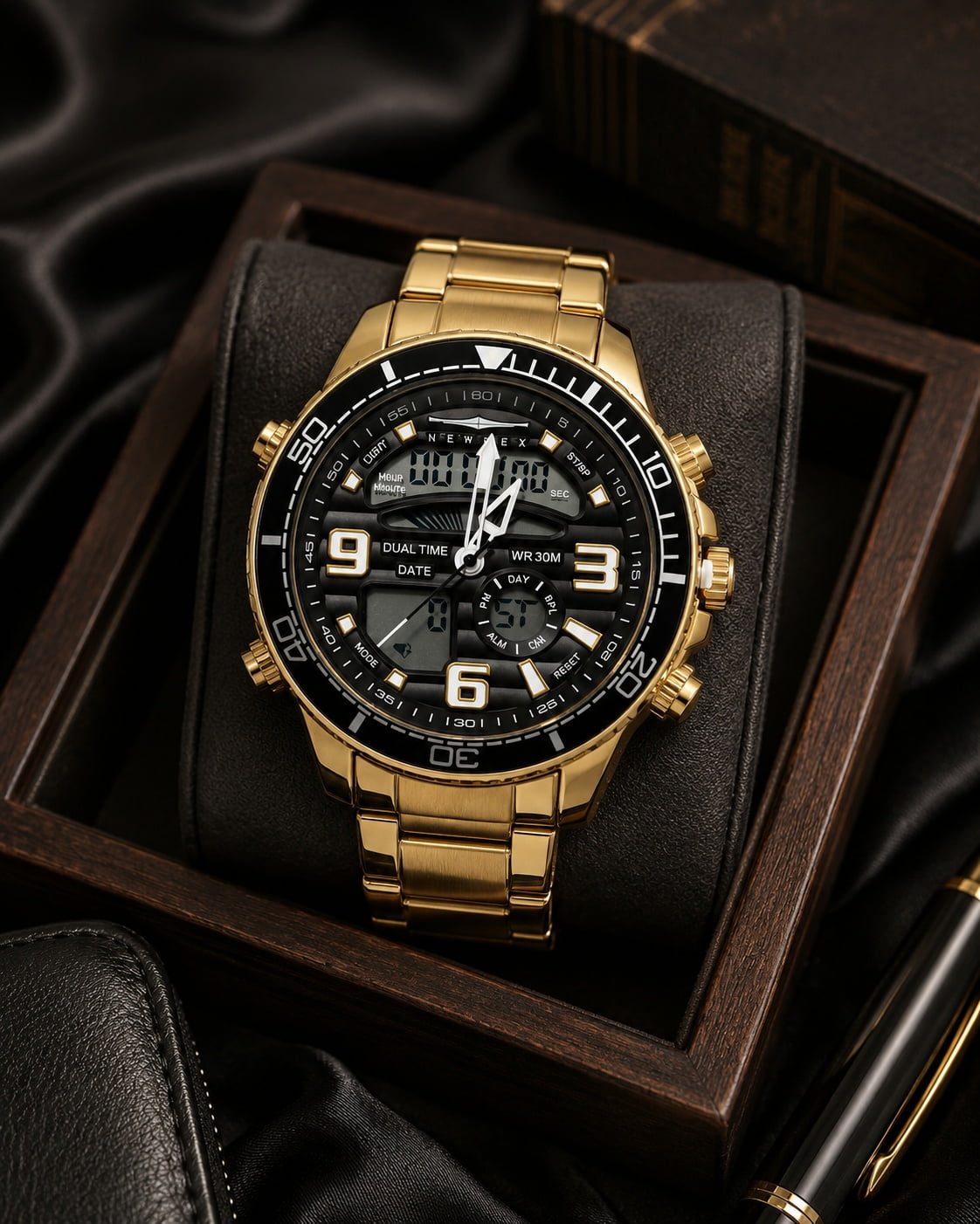 Relógio Newrex Anadigi Dourado KT1881 