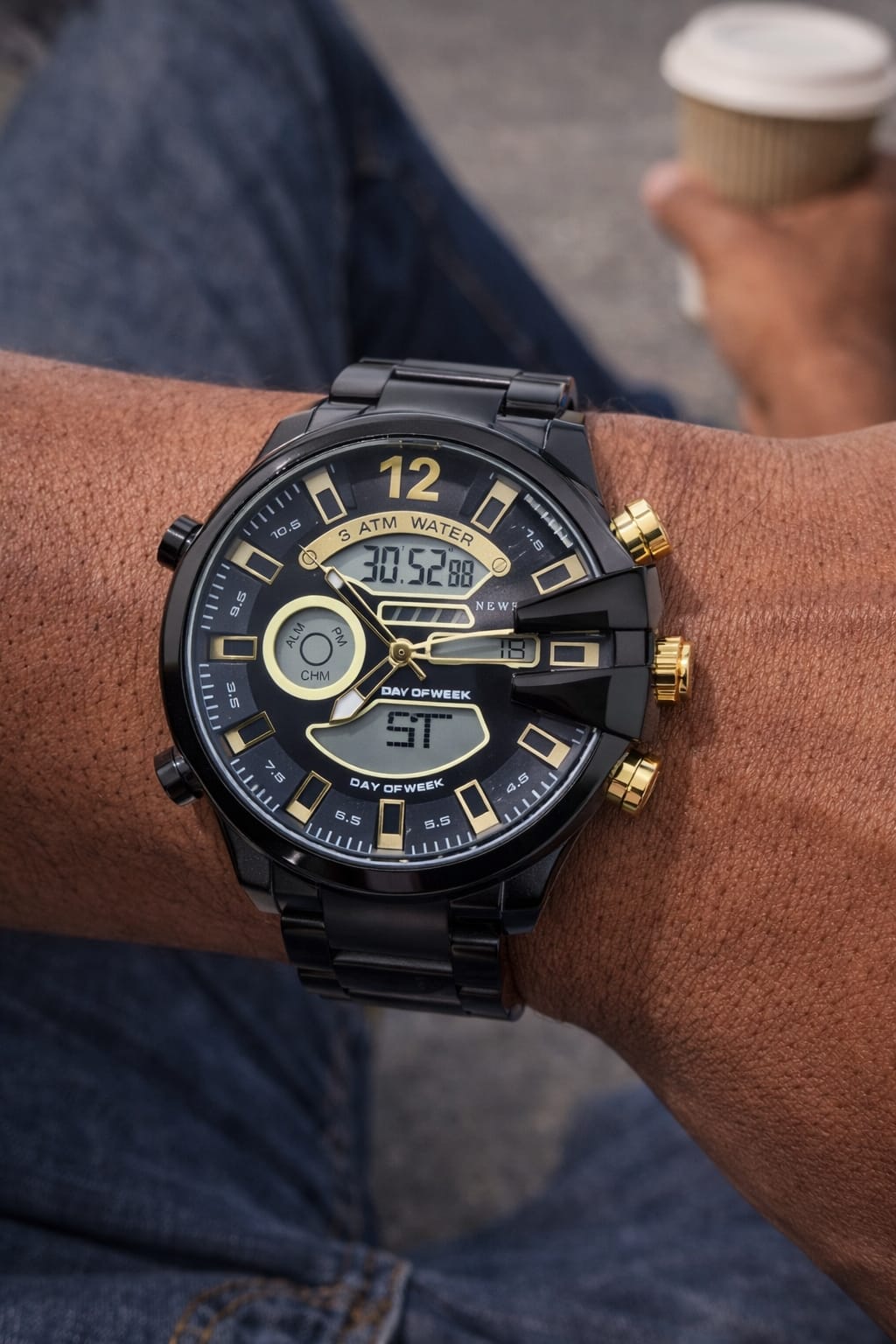 Relógio Digiana Dourado Masculino Newrex KT1183