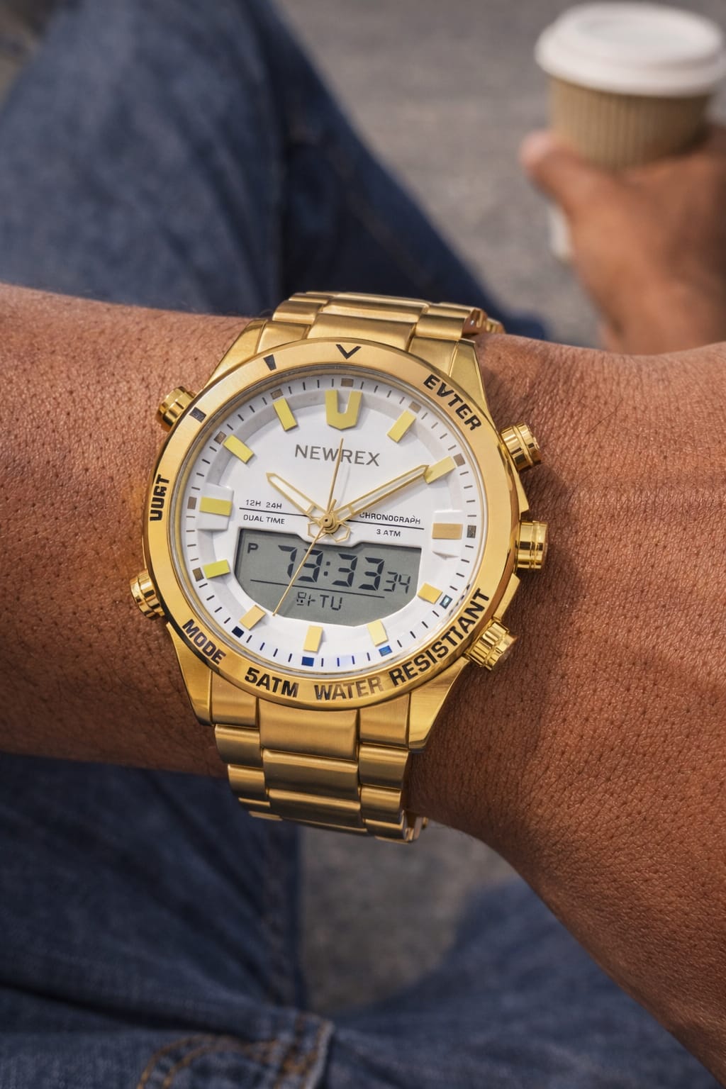 Relógio Digiana Dourado Masculino Newrex kt1962DB