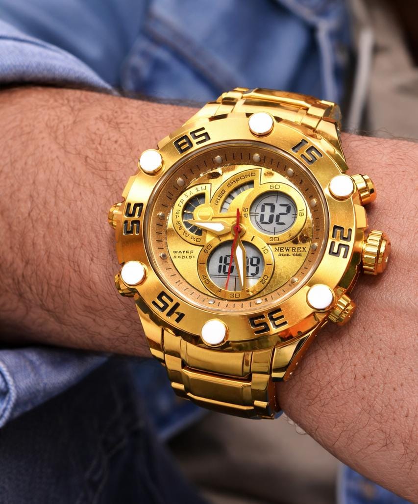 Relógio Digiana Dourado Masculino Newrex kt1967DD