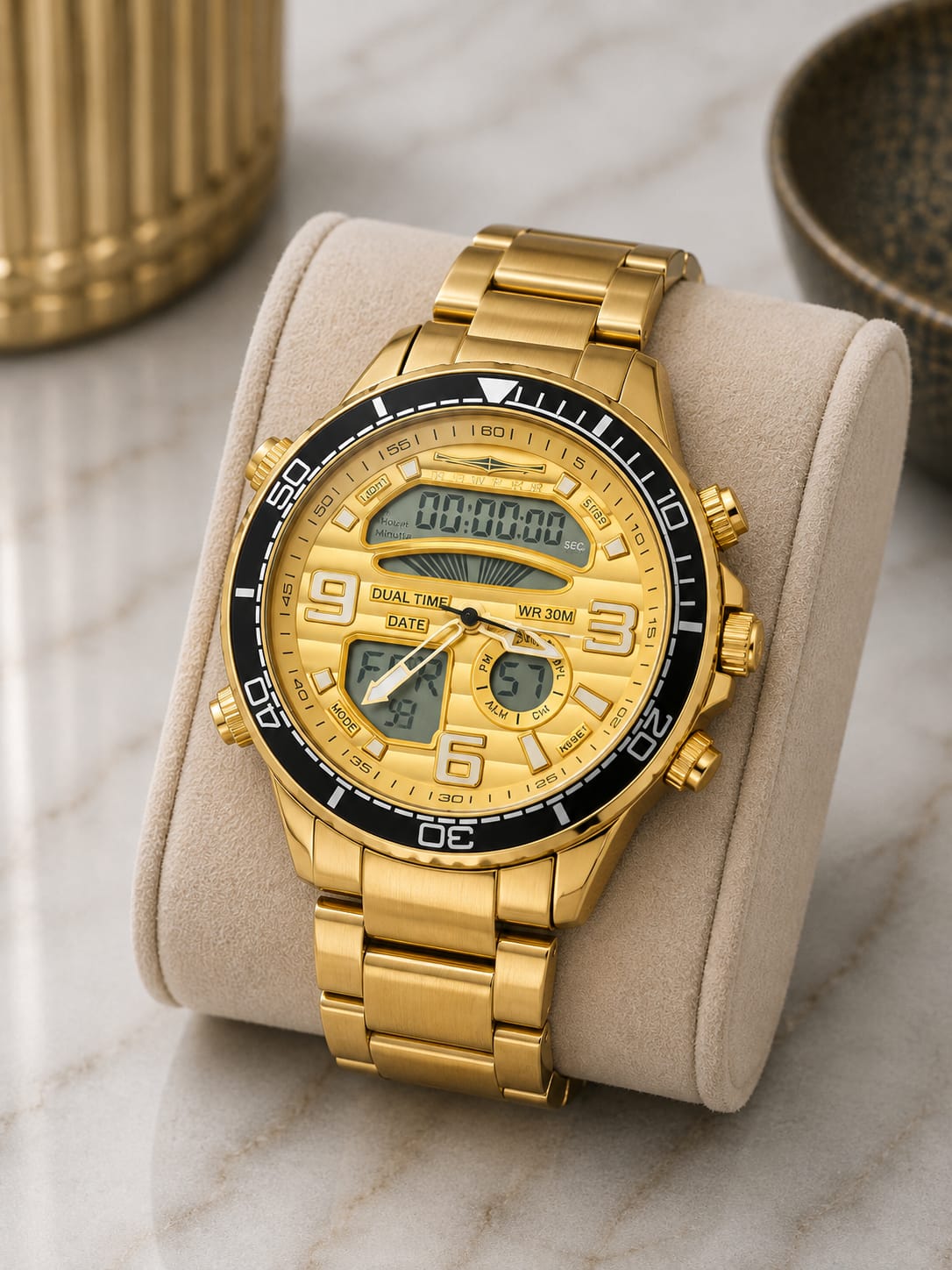 Relógio Newrex Anadigi Dourado KT1881