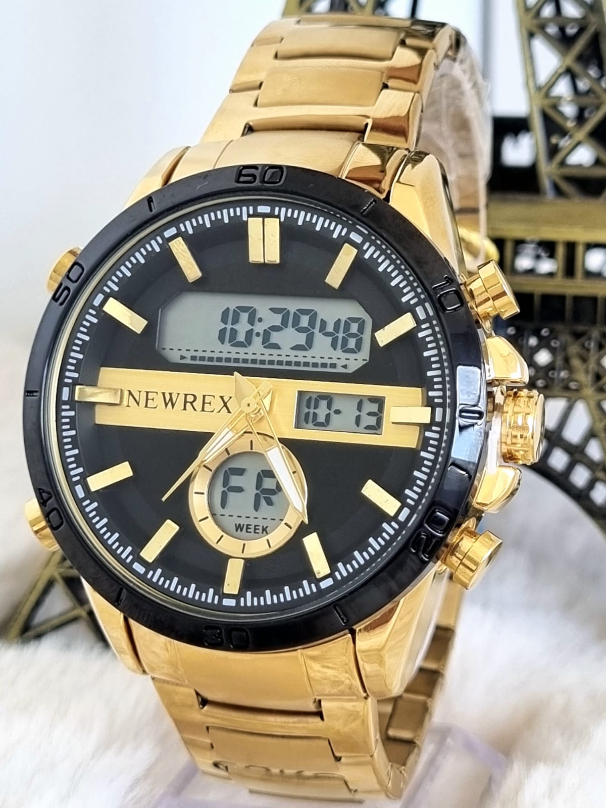 Relógio Newrex Maculilno Anadigi 1956 -Dourado