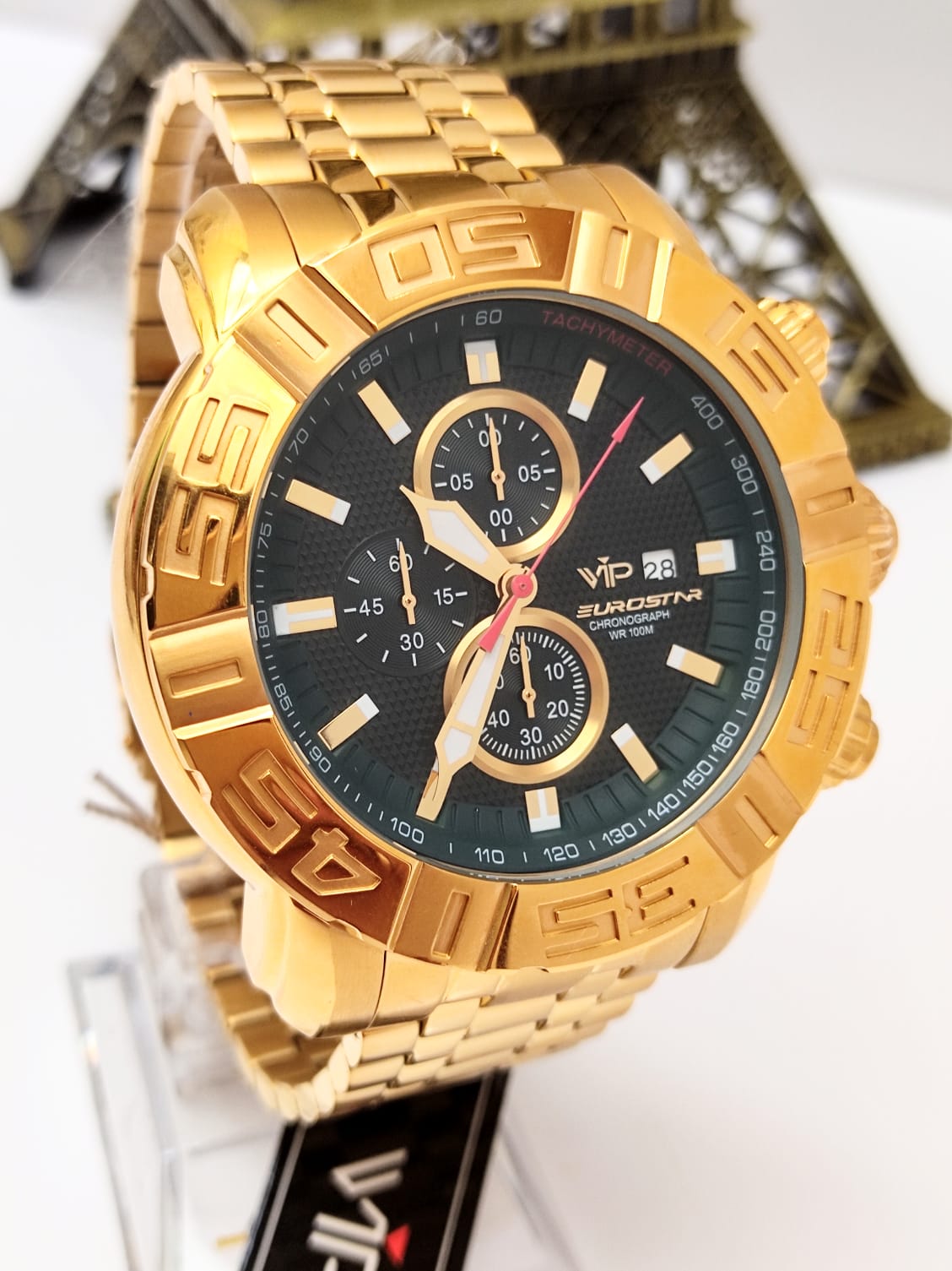 Relógio Banhado a Ouro VIP Cronógrafo MH8365