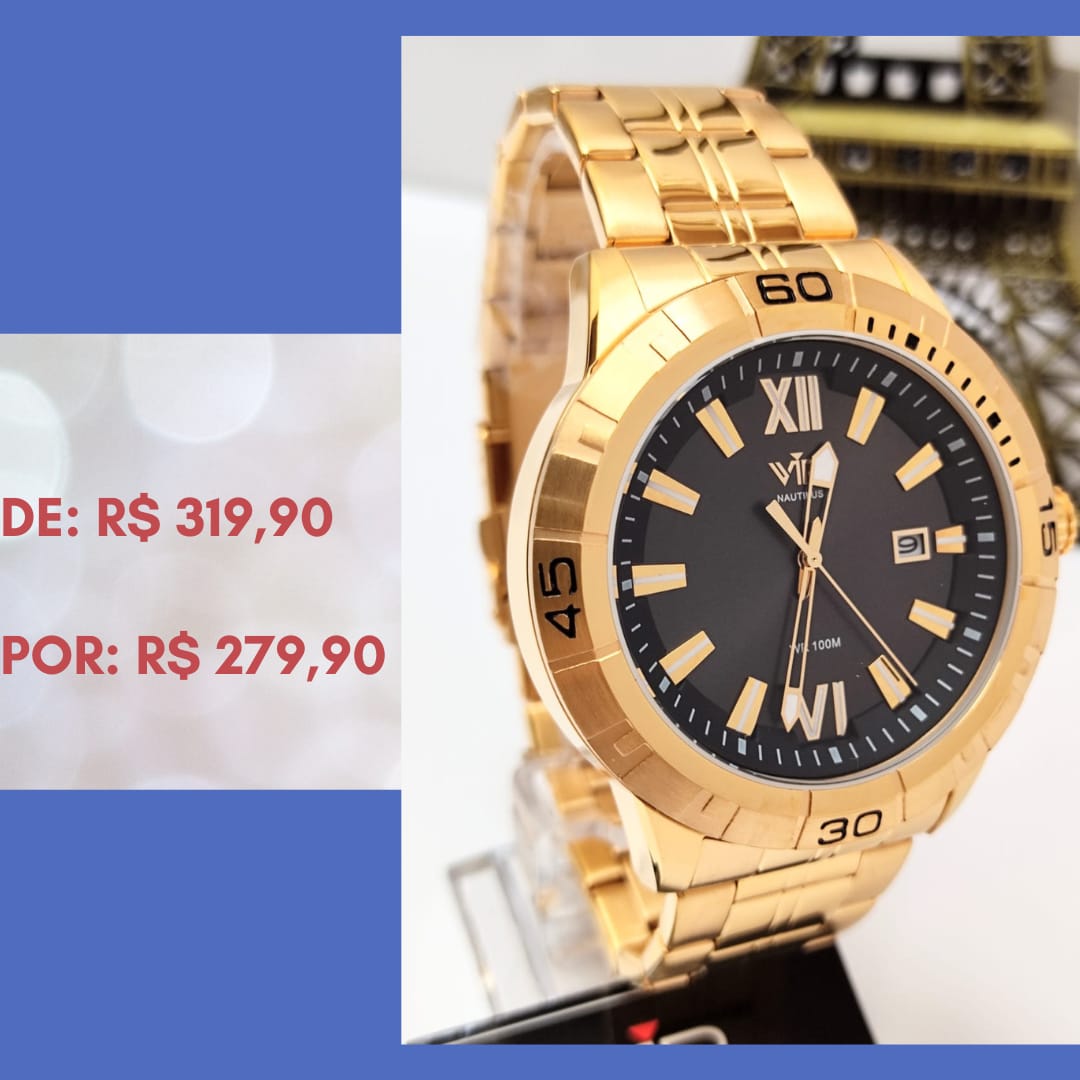 Relógio Banhado a Ouro VIP MH6330