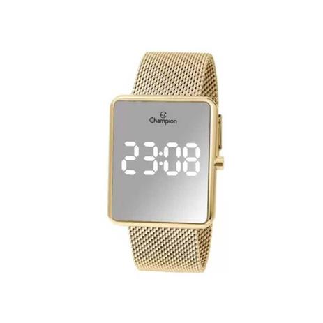 Relógio Digital Quadrado Dourado Espelhado Champion CH40080B