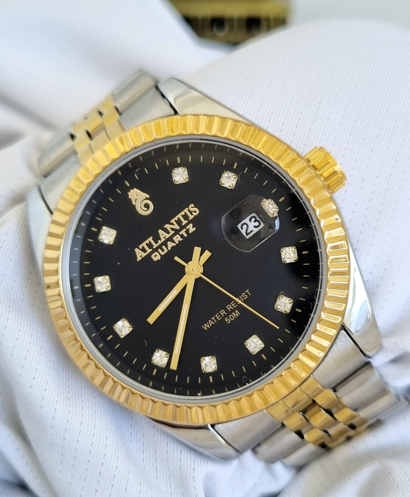 Relógio Feminino Atlantis Misto Fundo Preto 
