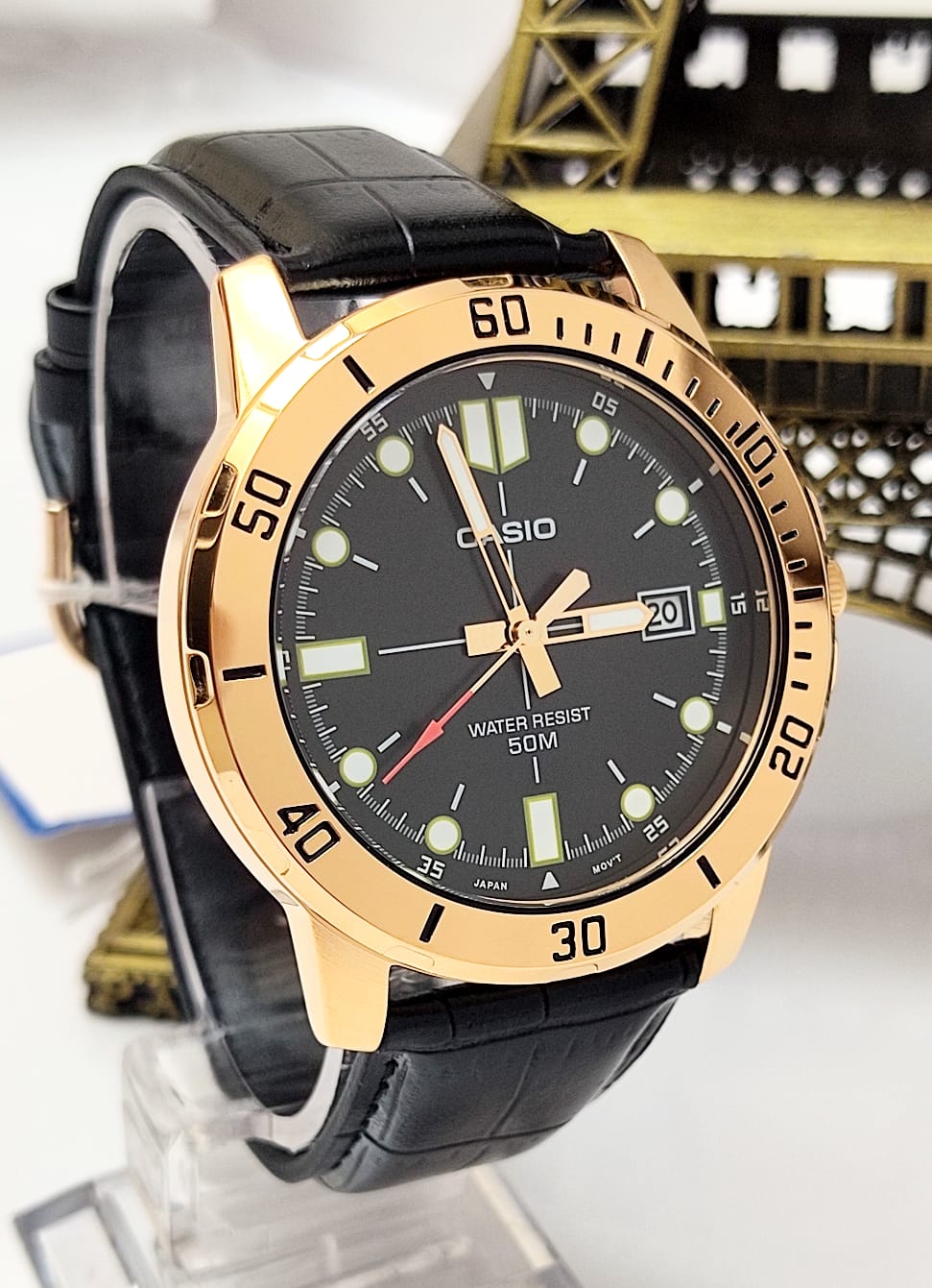 Relógio Masculino Couro Dourado Casio MTP-VD01GL-1EVUDF