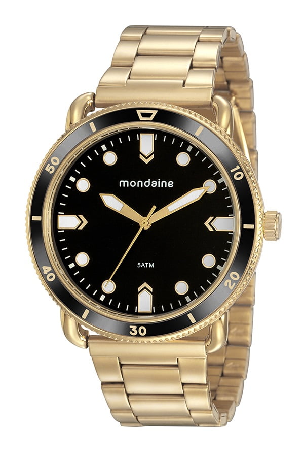 Relógio Mondaine Masculino Dourado Lançamento Fundo Preto