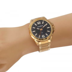 Relógio Dourado Masculino Mondaine + Pulseira 