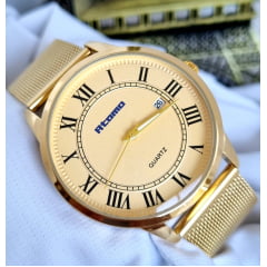 Relógio Feminino Pulseira Esteira Banhado a Ouro Atomo k4