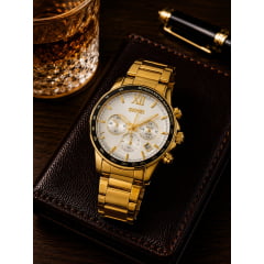 Relógio Masculino Cronógrafo Dourado 9096DD
