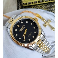 Relógio Feminino Atlantis Misto Fundo Preto Liso A8022K1