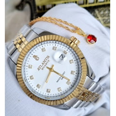 Relógio Feminino Atlantis Misto Fundo Preto Liso A8022K2