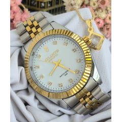 Relógio Feminino Atlantis Misto Fundo Preto Liso A8022K2