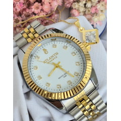 Relógio Feminino Atlantis Misto Fundo Preto Liso A8022K2