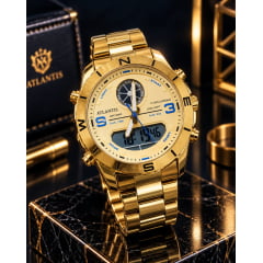Relógio Atlantis Anadigi Dourado A8066DDD