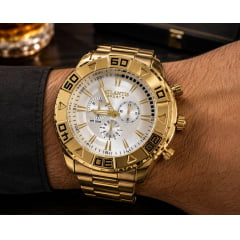 Relógio Atlantis Dourado Caixa Grande G3243 Relógio Atlantis Dourado Caixa Grande G3243