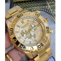 Relógio Atlantis Dourado Caixa Grande G3243D Relógio Atlantis Dourado Caixa Grande G3243D