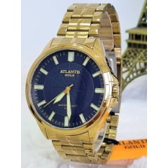 Relógio Atlantis Masculino Dourado A8049 Azul