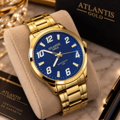 Relógio Atlantis Masculino Dourado A8063 Relógio Atlantis Masculino Dourado A8063