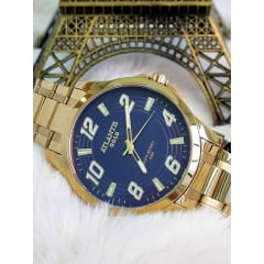 Relógio Atlantis Masculino Dourado A8063 Azul