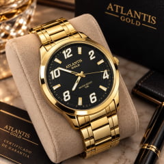 Relógio Atlantis Masculino Dourado A8063 Relógio Atlantis Masculino Dourado A8063