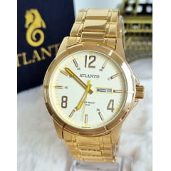 Relógio Atlantis Masculino Dourado G3391D
