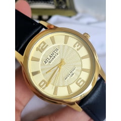 Relógio Atlantis Pulseira em couro A8043 Dourado em Couro Relógio Atlantis Pulseira em couro A8043 Dourado em Couro