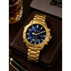 Relógio Banhado a Ouro Atlantis Gold Anadigi