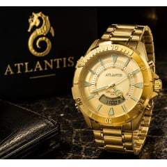 Relógio Banhado a Ouro Atlantis Gold Anadigi Dourado