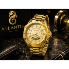 Relógio Banhado a Ouro Atlantis Gold Anadigi Dourado