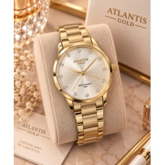 Relógio Banhado a Ouro Atlantis Gold B3477B Relógio Banhado a Ouro Atlantis Gold B3477B