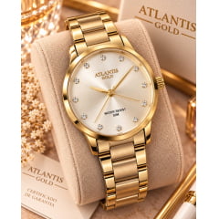 Relógio Banhado a Ouro Atlantis Gold B3477B Relógio Banhado a Ouro Atlantis Gold B3477B