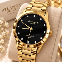 Relógio Banhado a Ouro Atlantis Gold B3477P Relógio Banhado a Ouro Atlantis Gold B3477P