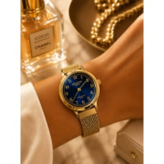 Relógio Banhado a Ouro Atlantis Gold W8117a Azul Relógio Banhado a Ouro Atlantis Gold W8117a Azul