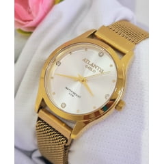 Relógio Banhado a Ouro Atlantis W8001 esteira Relógio Banhado a Ouro Atlantis W8001 esteira