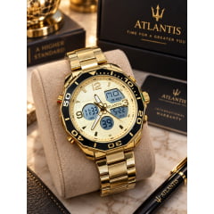 Relógio Dourado Altantis 8060 Relógio Dourado Altantis 8060
