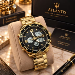 Relógio Dourado Altantis 8060 Relógio Dourado Altantis 8060