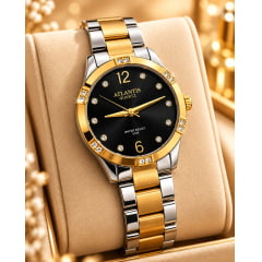 Relógio Dourado Altantis B8114MP Relógio Dourado Altantis B8114MP