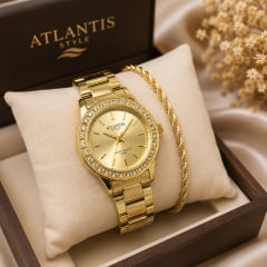 Relógio Feminino Altantis Dourado W9014k1