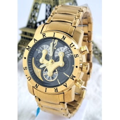 Relógio Marinu's Banhado a Ouro Dial Preto