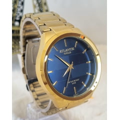 Relógio Masculino Atlantis Dourado G3247 Azul