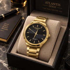 Relógio Masculino Atlantis Dourado G32471