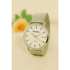 Relógio Feminino Pulseira Esteira Prata Atomo 9161P
