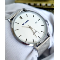 Relógio Feminino Pulseira Esteira Prata Atomo 9161P