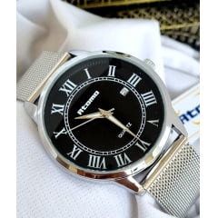 Relógio Feminino Pulseira Esteira Banhado a Ouro Atomo 9187