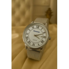 Relógio Feminino Pulseira Esteira Banhado a Ouro Atomo 9187DP